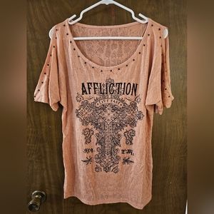 Affliction cold shoulder T shirt